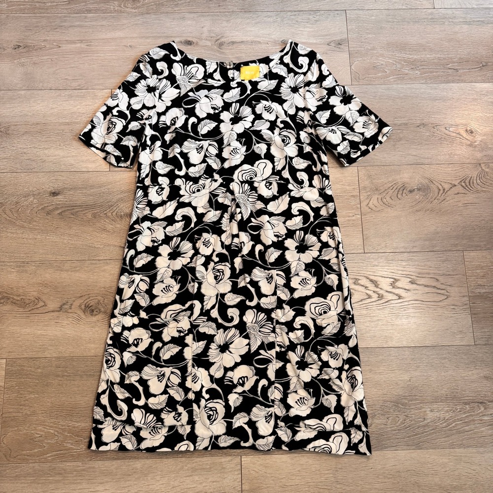 Maeve Floral Print Dress Short Sleeve Casual Black White‎ Dress Size 4 Small
